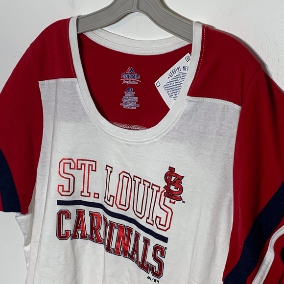 NWT St Louis Cardinals‎ Majestic Jersey Style Red White and Blue T-shirt - Picture 5 of 6